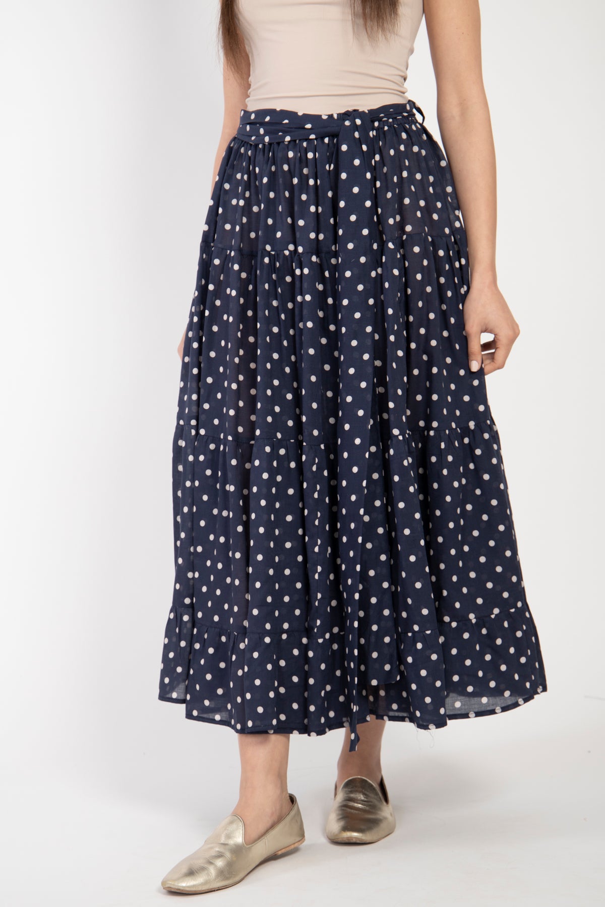 スカート VIVIANO / Tiered Skirt / Navy x Black スカート VIVIANO / Tiered Skirt / Navy x Black GXIPO Women's