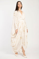 Farah Crepe Tareq Embroidered Off White Gown