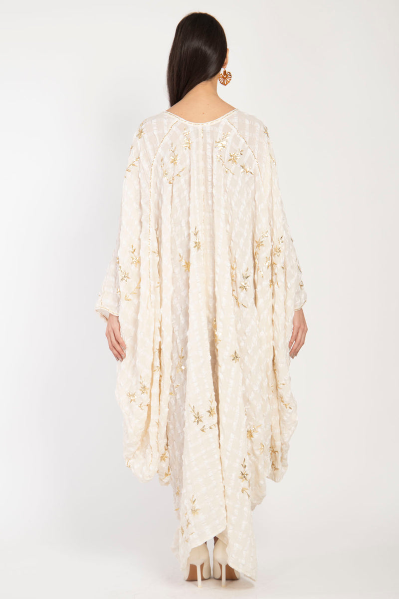 Farah Crepe Tareq Embroidered Off White Gown