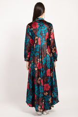 Dress Angie Velvet Navy Printed Flowers Dress