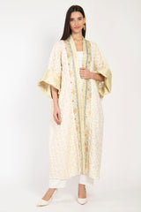 Yasma Velvet Dévoré White & Gold Abaya