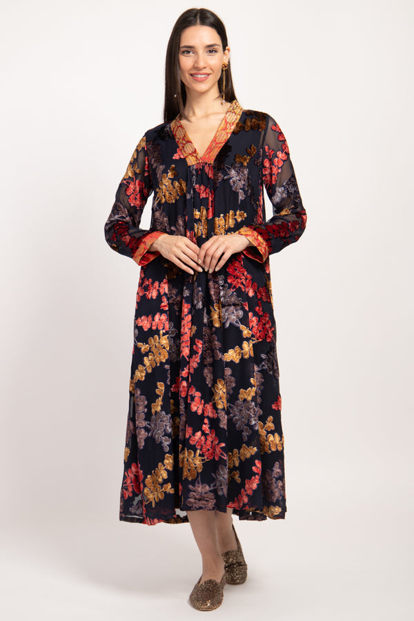 Jamila Velvet Burnout Flowers Dress