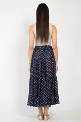 Navy Polka Dot Tiered Skirt