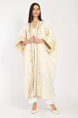 Yasma Velvet Dévoré White & Gold Abaya