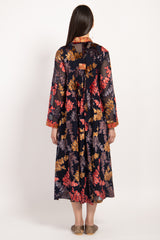 Jamila Velvet Burnout Flowers Dress