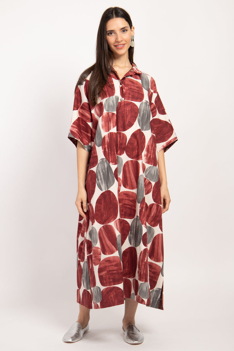 Tanen Cotton Burgundy Dress