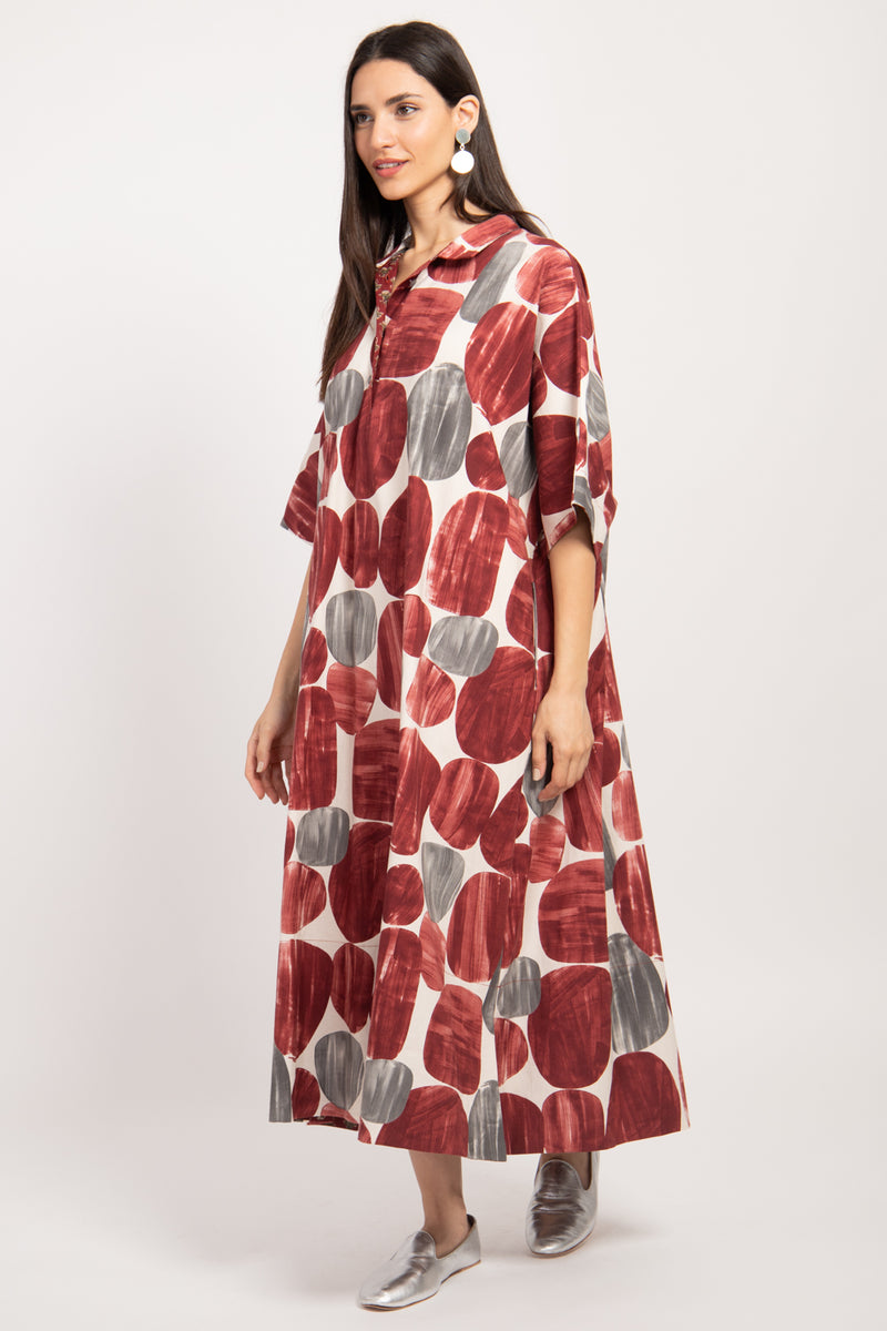 Tanen Cotton Burgundy Dress