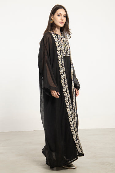 Yafa Linen Hand Stitched Black Set