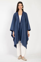 Loro Piana Wool Antic Blue Poncho