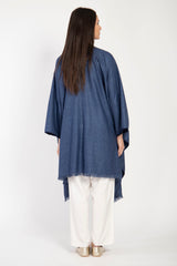 Loro Piana Wool Antic Blue Poncho