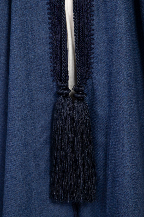 Loro Piana Wool Dark Blue Poncho