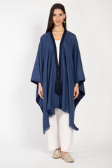 Loro Piana Wool Dark Blue Poncho