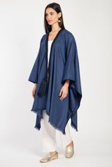 Loro Piana Wool Dark Blue Poncho