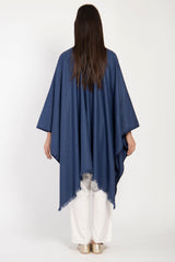 Loro Piana Wool Dark Blue Poncho