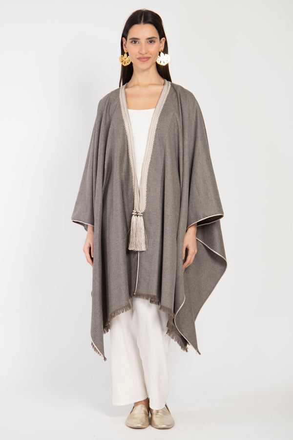 Loro Piana Wool & Cashmere Greige Poncho