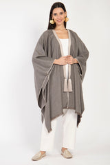 Loro Piana Wool & Cashmere Greige Poncho