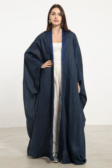 Classic Linen Navy Blue Abaya