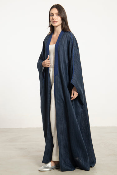 Classic Linen Navy Blue Abaya