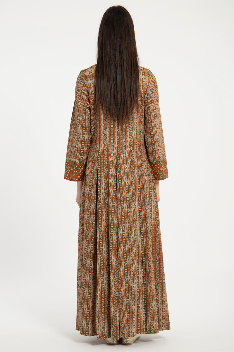 Ottoman Cotton Printed Terracotta Dress