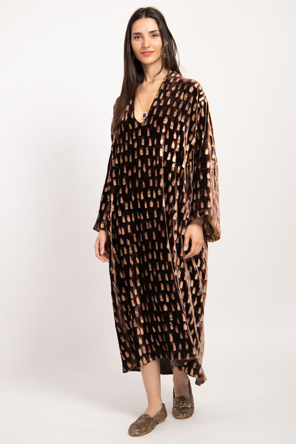 Nisrine Silk Velvet Brown Dress