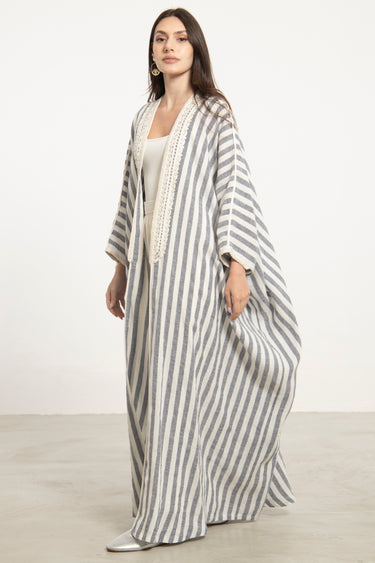 Classic Linen Large Stripes Abaya