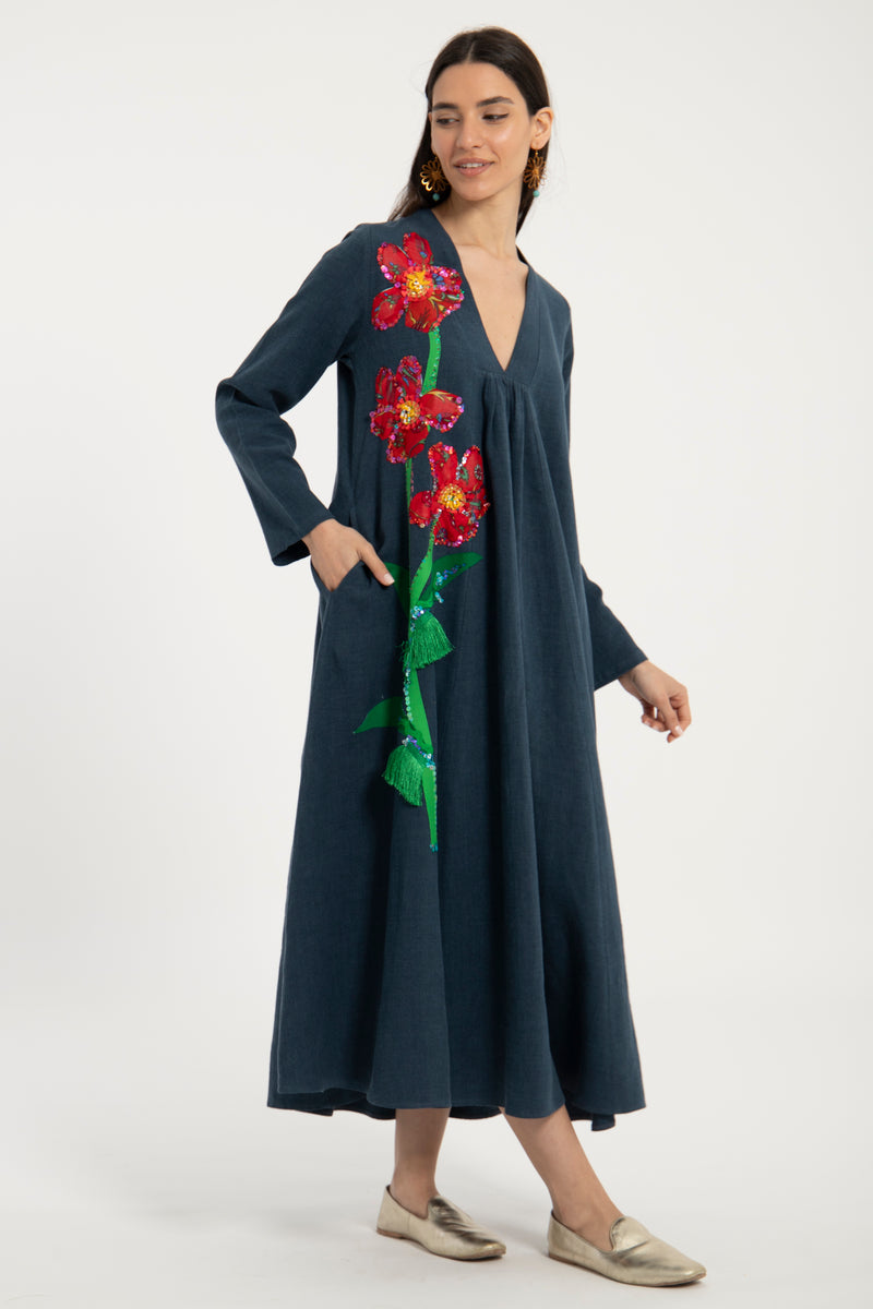 One-Of-A-Kind Jamila Three Flowers Dress