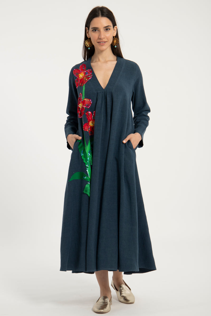 One-Of-A-Kind Jamila Three Flowers Dress