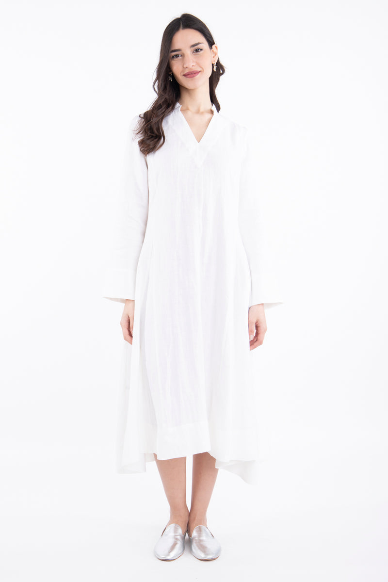 Nusayba Linen Plain White Dress