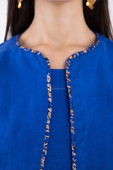 Rama Linen Royal Blue Brocade Set