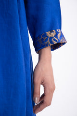 Rama Linen Royal Blue Brocade Set