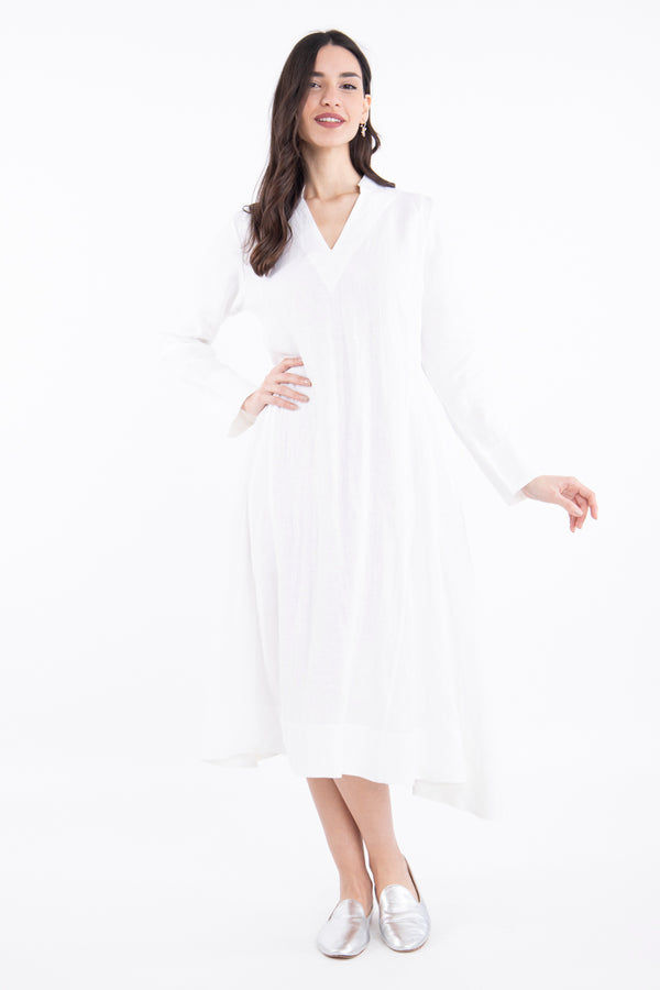 Nusayba Linen Plain White Dress