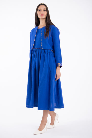 Rama Linen Royal Blue Brocade Set