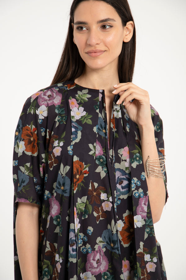 Mira Floral Pleat Dress