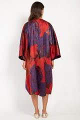 Asmahan Silk Jacquard Red Kaftan