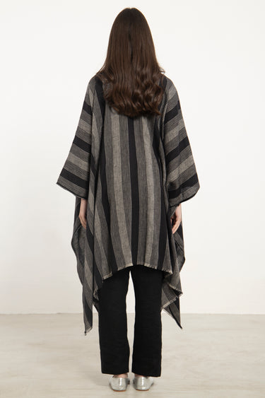 Linen Black & Grey Poncho