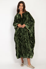 Asmahan Silk Velvet Emerald Dress