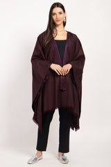 Loro Piana Wool & Cashmere Burgundy Poncho