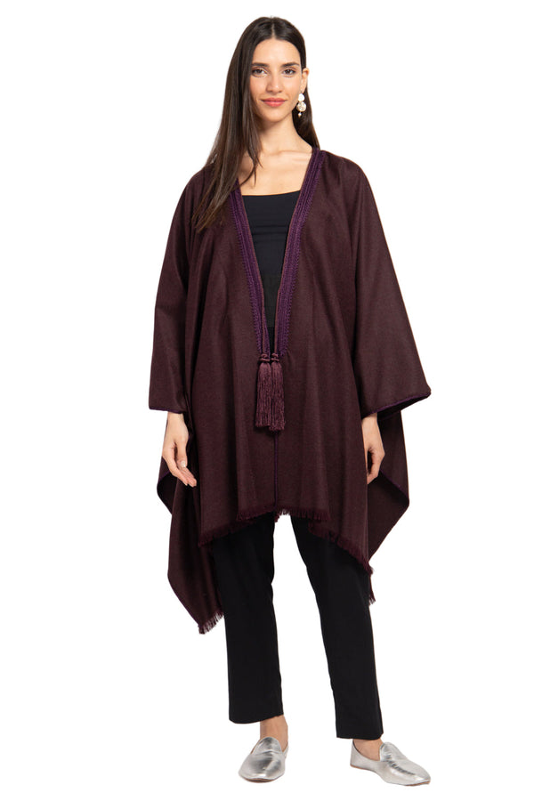 Wool & Cashmere Burgundy Poncho