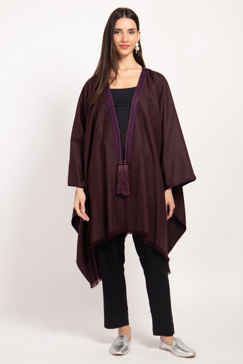 Loro Piana Wool & Cashmere Burgundy Poncho