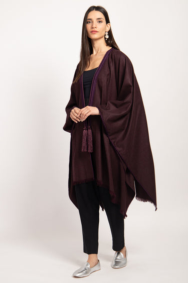 Wool & Cashmere Burgundy Poncho