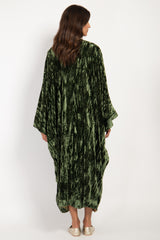 Asmahan Silk Velvet Emerald Dress