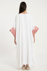 Yasma Linen Pink Brocade Abaya