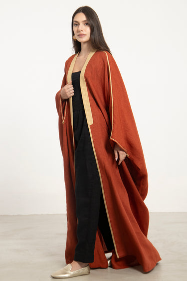 Classic Linen Brick Red Abaya