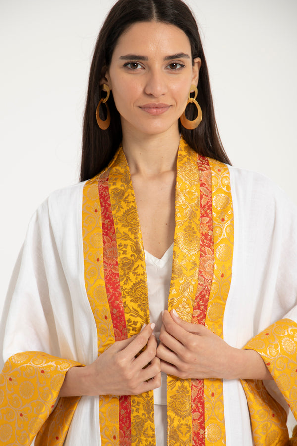 Yasma Linen Gold & Yellow Brocade Abaya