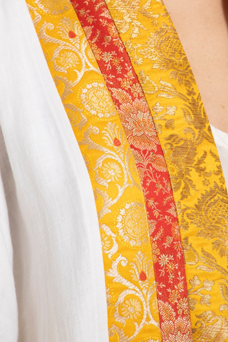 Yasma Linen Gold & Yellow Brocade Abaya