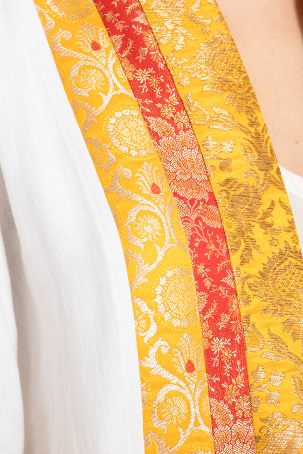 Yasma Linen Gold & Yellow Brocade Abaya