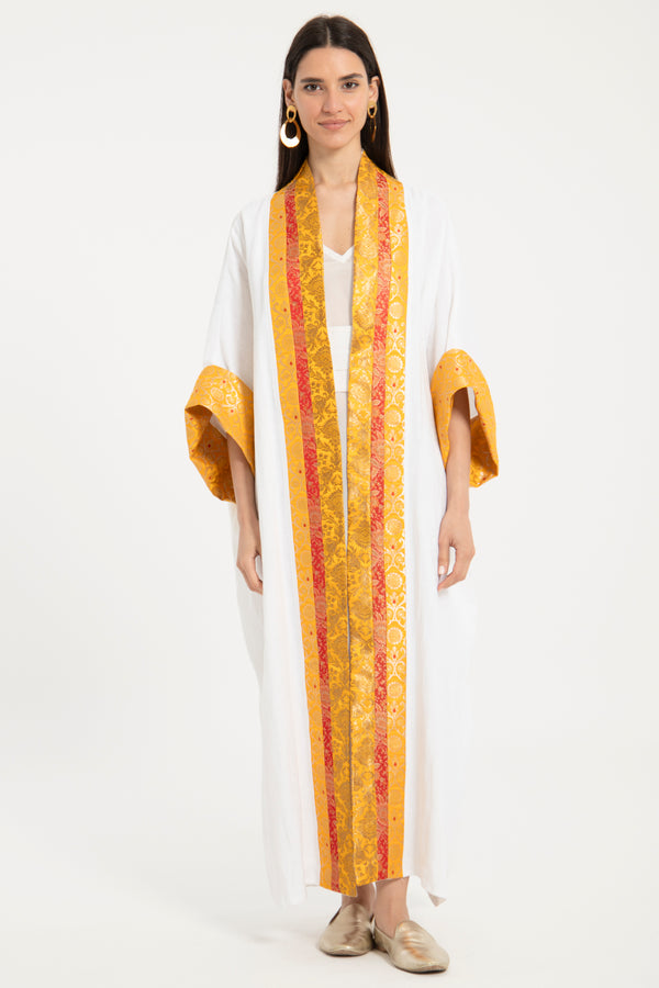 Yasma Linen Gold & Yellow Brocade Abaya