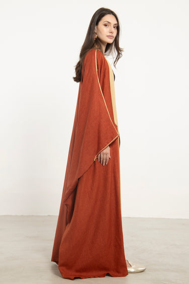 Classic Linen Brick Red Abaya