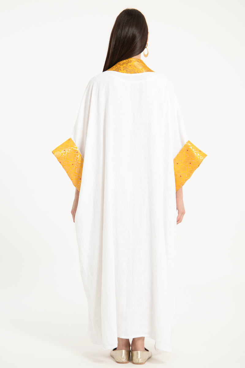 Yasma Linen Gold & Yellow Brocade Abaya