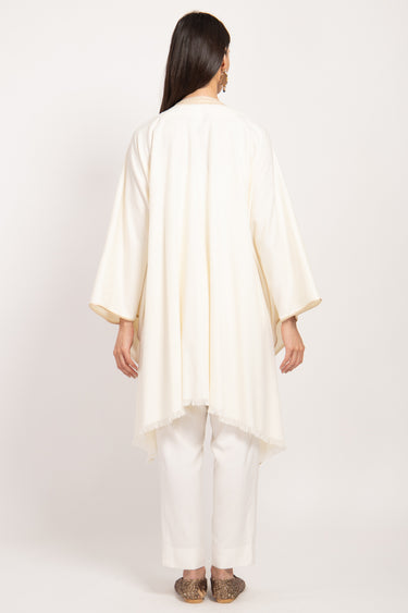Merino Wool Ivory Poncho